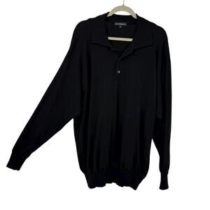 STATEMENTS ITALY Mens 2X Polo Merino Wool Sweater Black Long Sleeve Pullover